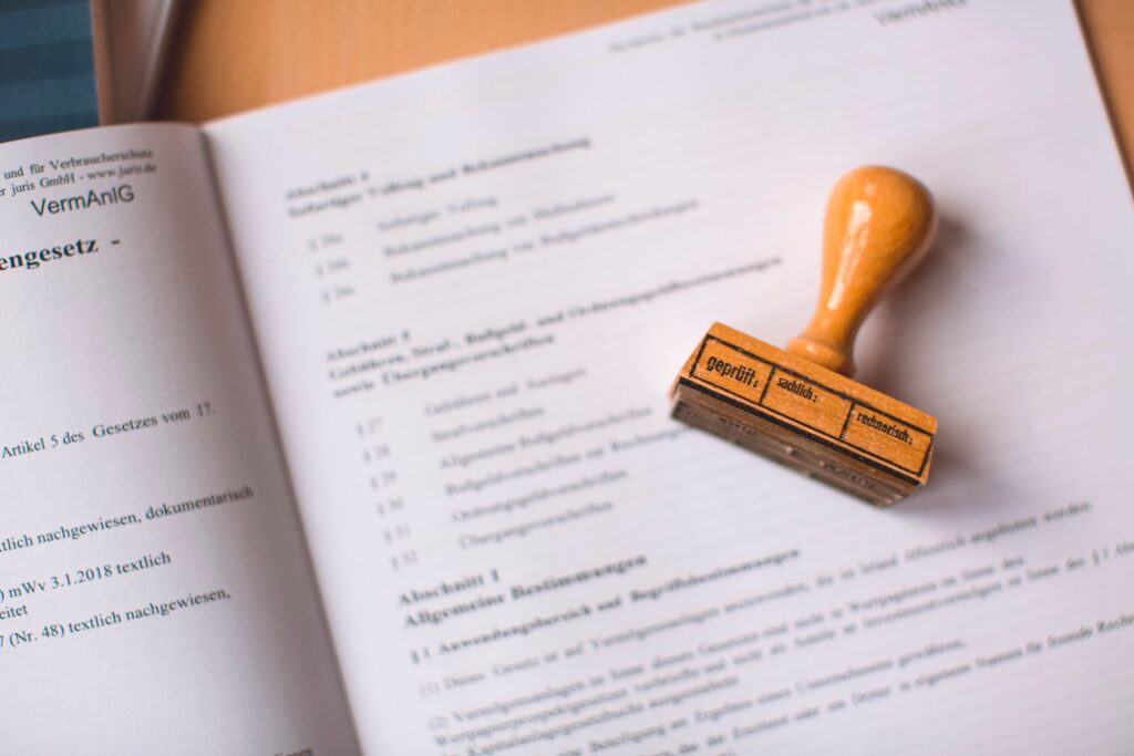 Legal professionals discussing commercial documentation